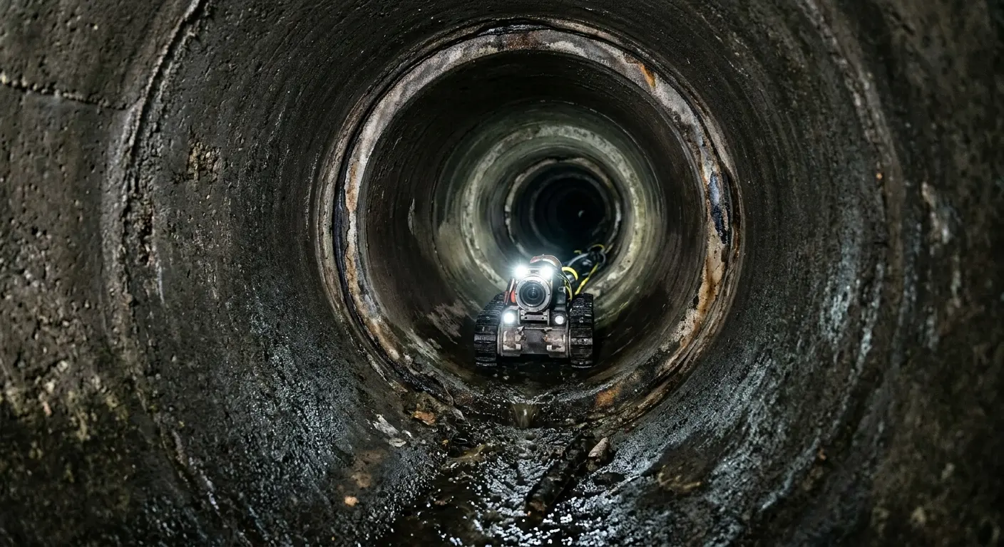 Robotic sewer camera inspecting pipe interior for Sewer Line Repair in Belle Fourche
